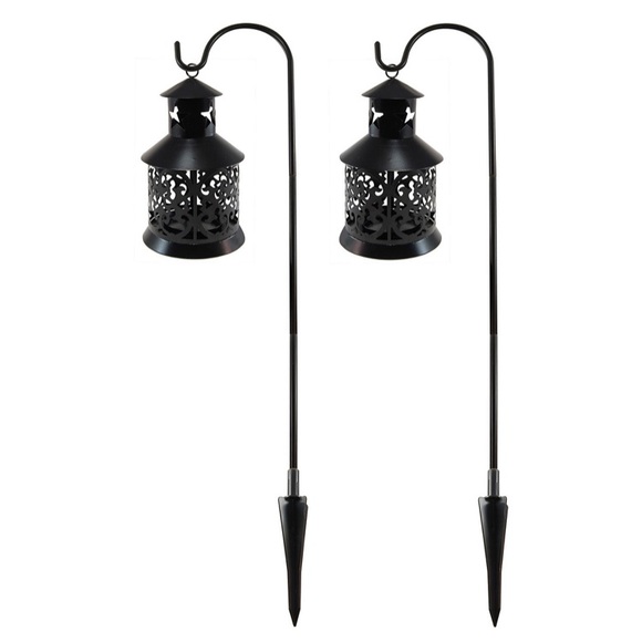 Lumabase Set of 2 Black Metal Lantern Candle Holder and 30" Shepherd's Hook - Picture 6 of 6